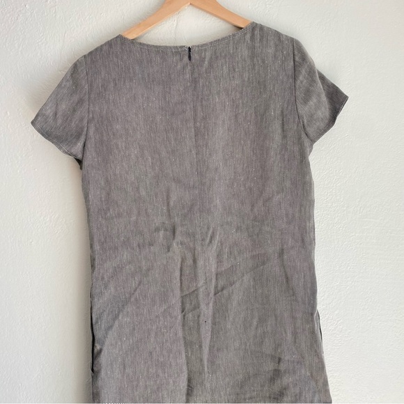 Theory Structured Shift Dress Women's Small Gray Linen Twill Cap Sleeve - Picture 7 of 7